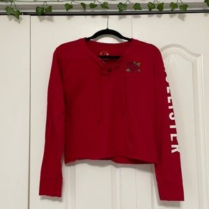 Red Long Sleeve Crop Top